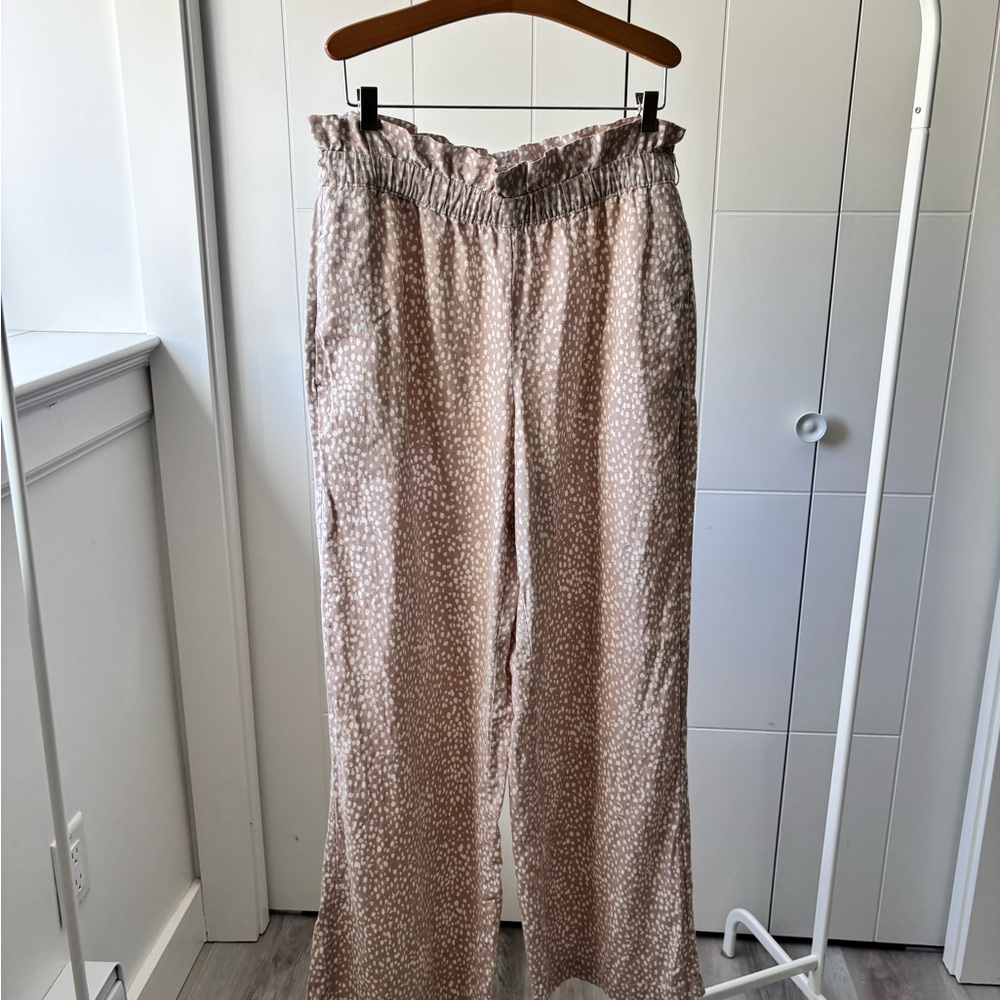 Express Linen Patterned Wide-Leg Pants - Picture 2 of 6